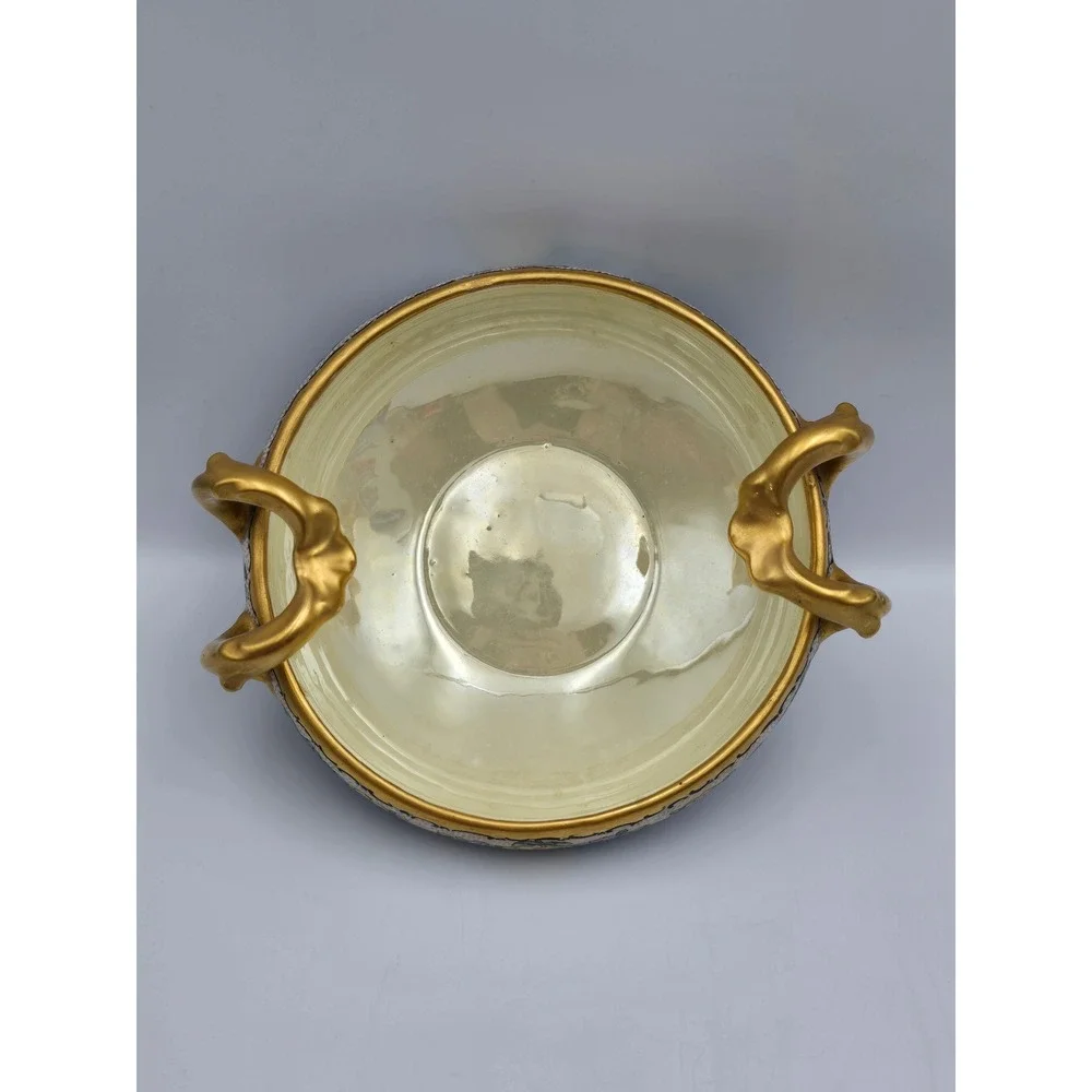 Bavaria Porcelain Floral Nut‎ Bowl Cobalt Blue Gold Gilded Vintage Excellent